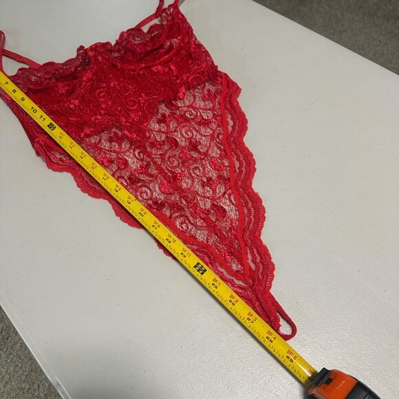 VTG Victorias Secret Gold Label Red Lace Teddy Bodysuit Lingerie 7867 Womens 36C - Picture 10 of 10